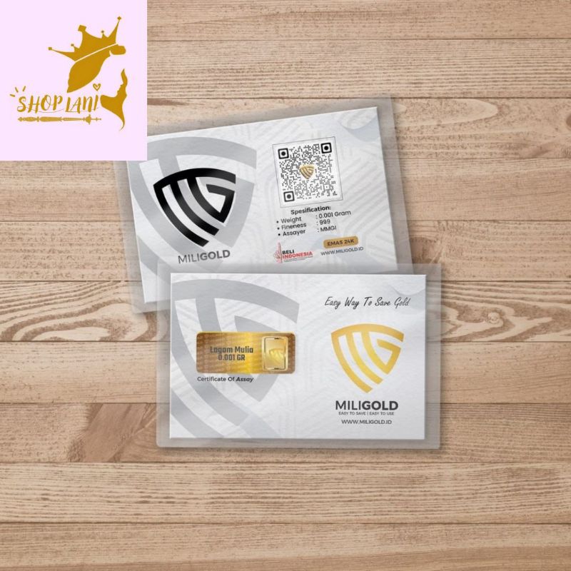 Miligold 0,001 Gram Emas Batangan Bersertifikat Murni 24 Karat Logam Mulia
