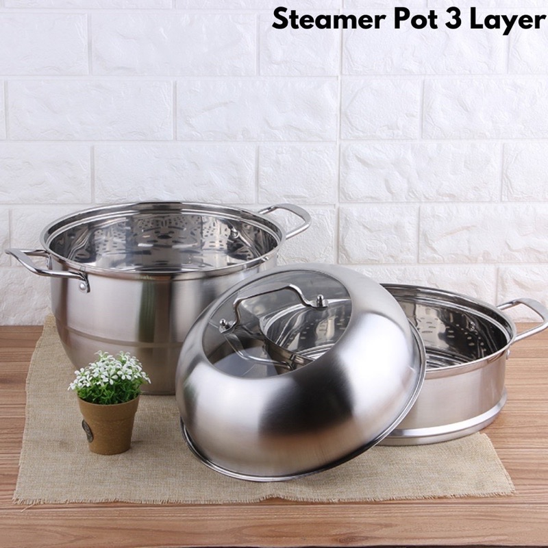 PANCI KUKUS 3 Susun, Steam Steamer Dimsum Pot Boiling Cooking Stainless