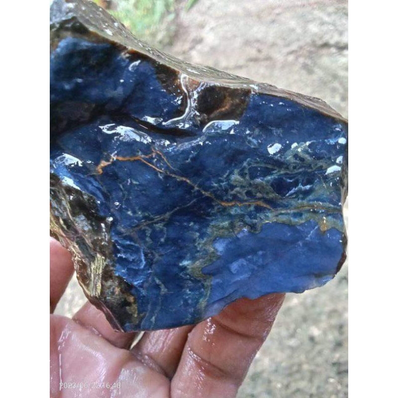 rough pareasi bongkahan bahan batu akik blue oval motif