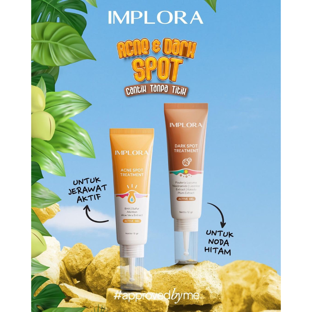 IMPLORA Acne Spot Treatment Indonesia / Obat Jerawat 12g / BHA Sulfur Allantoin Aloe Vera Extract Active Gel /  Mengatasi Meredakan Inflamasi Membersihkan Pori Kulit Berjerawat Bakteri Meradang Kemerahan / Skincare Face Care Series Perawatan Wajah / Dark