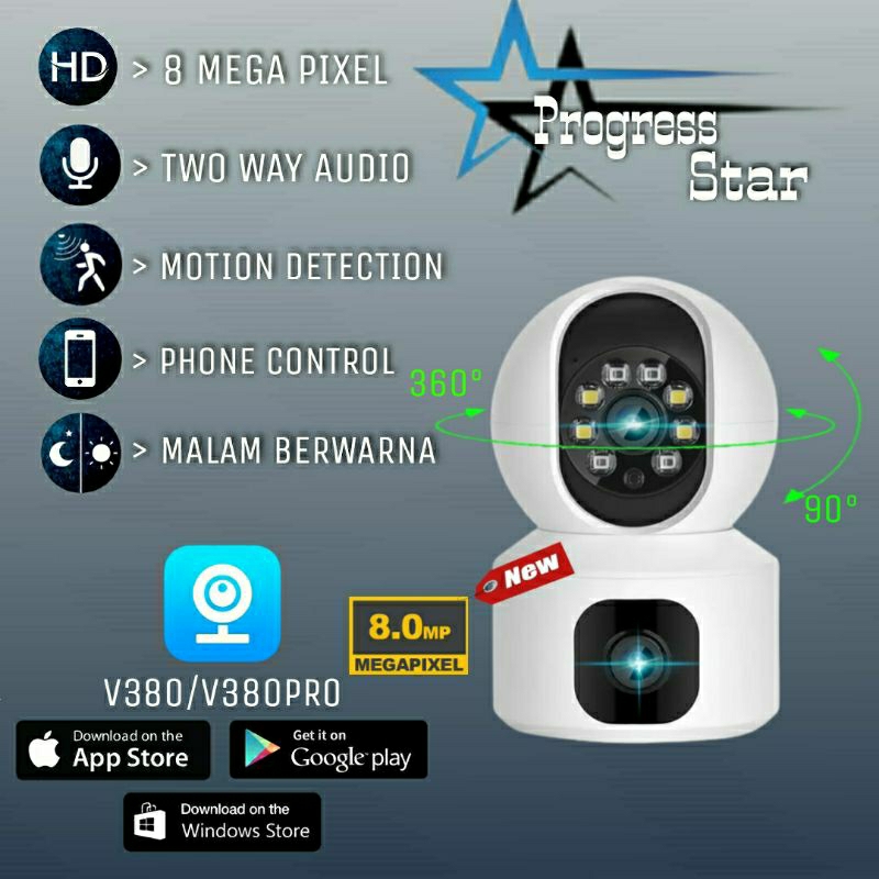 New Ip Camera Cctv V380 8MP Dual Lens Ip Kamera 360 derajat