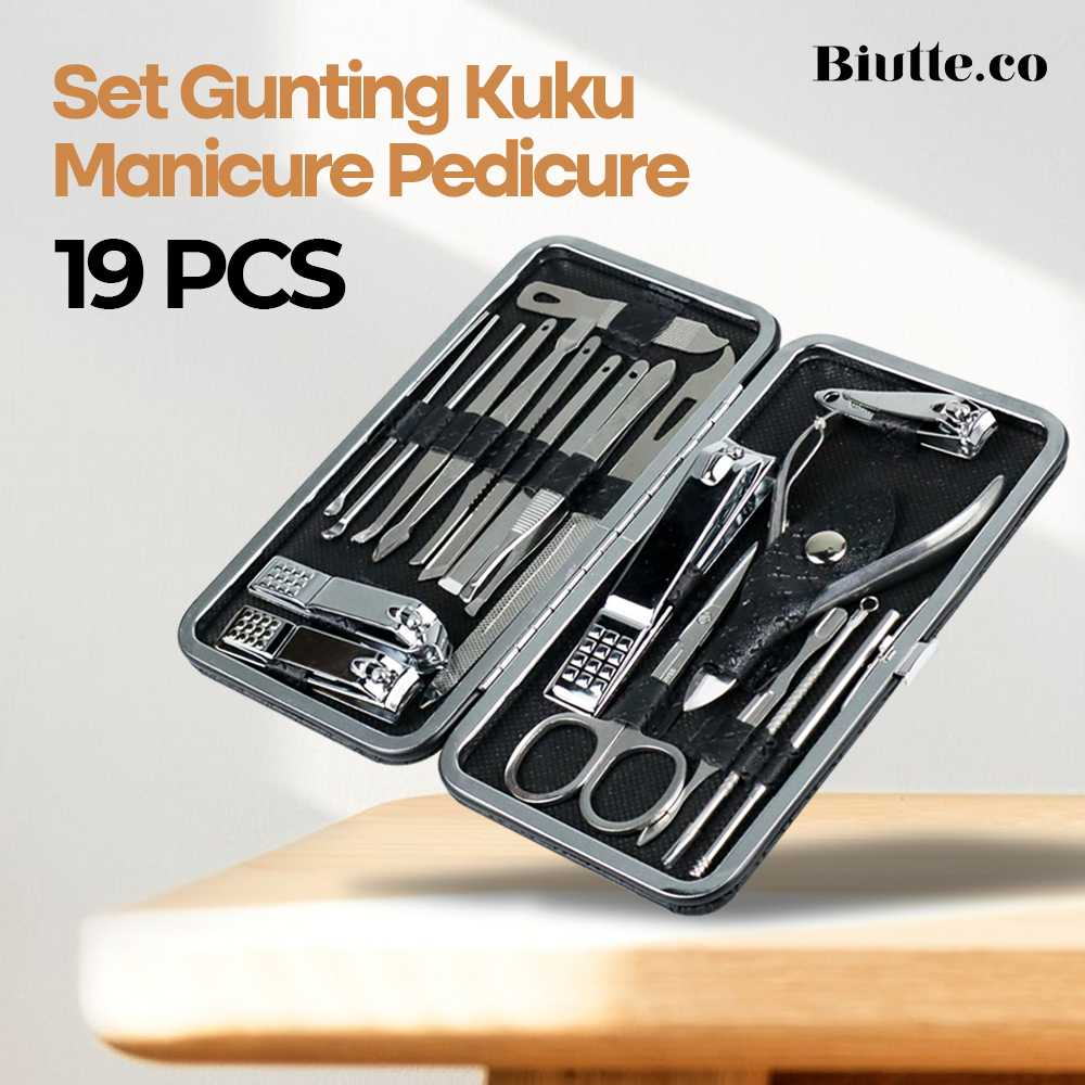 Nail Art Set Gunting Kuku Manicure Pedicure 19 PCS