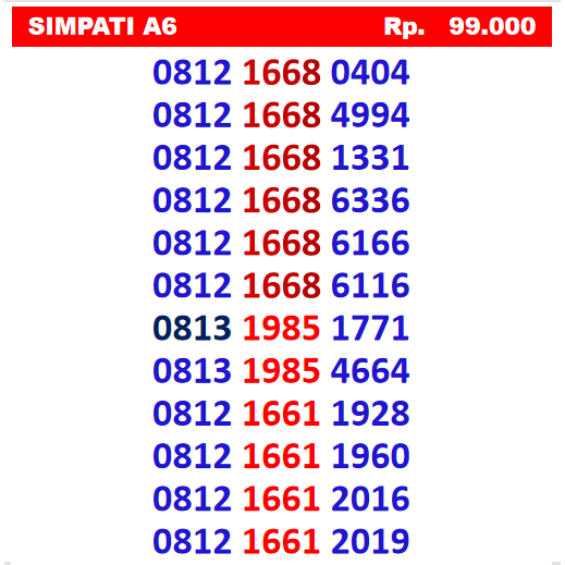 Nomor Cantik Simpati No Cantik Simpati No Cantik Telkomsel kartu perdana Support 4G 5G 1668 168 1688 1689 9999 10 11 digit