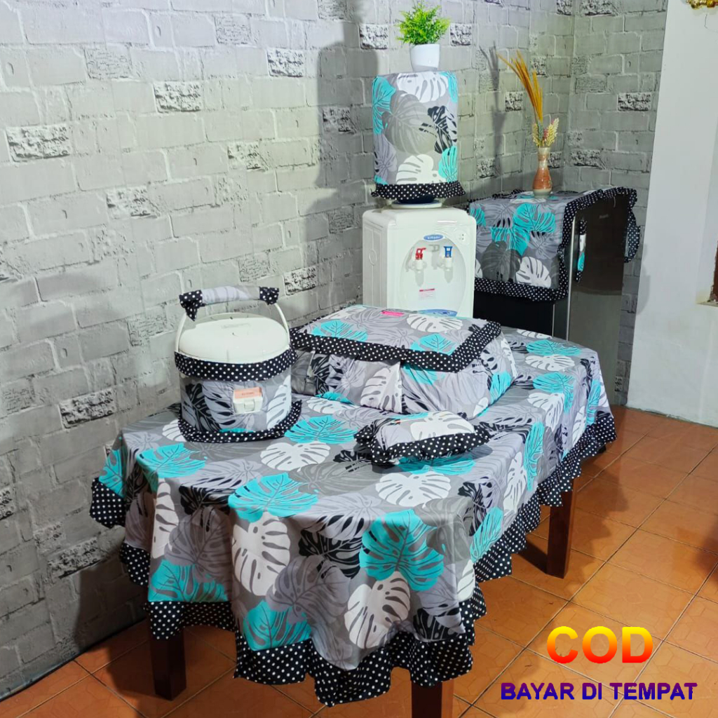 ✅COD Grosir Kitchen Set Isi 8 Pcs Taplak Meja Makan Oval Kain Katun Sarung Cover Tutup Kulkas Kotak Tempat Tisu Tissue Tisue Tissu Galon Mejikom Tudung Saji Persegi Panjang Perlengkapan Home Decor Dekor Dekorasi Dapur Rumah Tangga Promo Murah