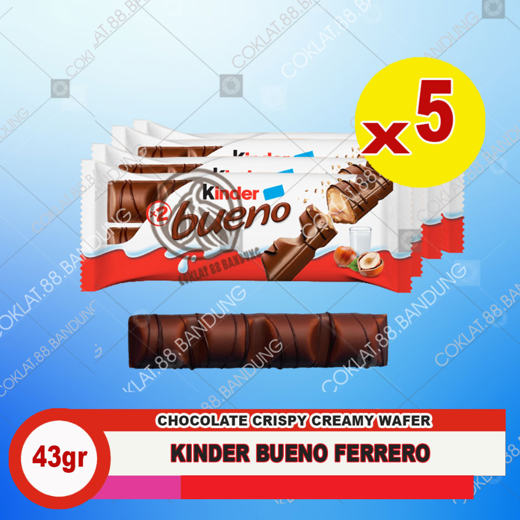 

KINDER BUENO HALAL ISI 5 PACK X 43GR, KINDER FERRERO MINI CHOCOLATE 43 GR X 5 PCS