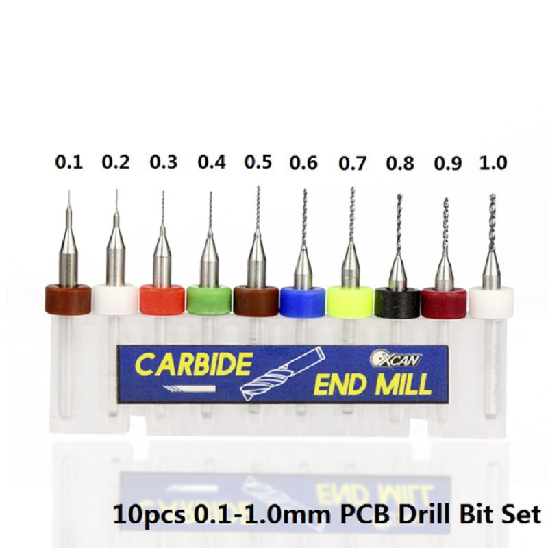 Mata Bor Mini Tungsten Carbide for Circuit Board Drill HSS Twist Drill Bit 0.1 - 1.0mm 10 PCS - C10 - Multi Color CARPE  Alternatif Microbox