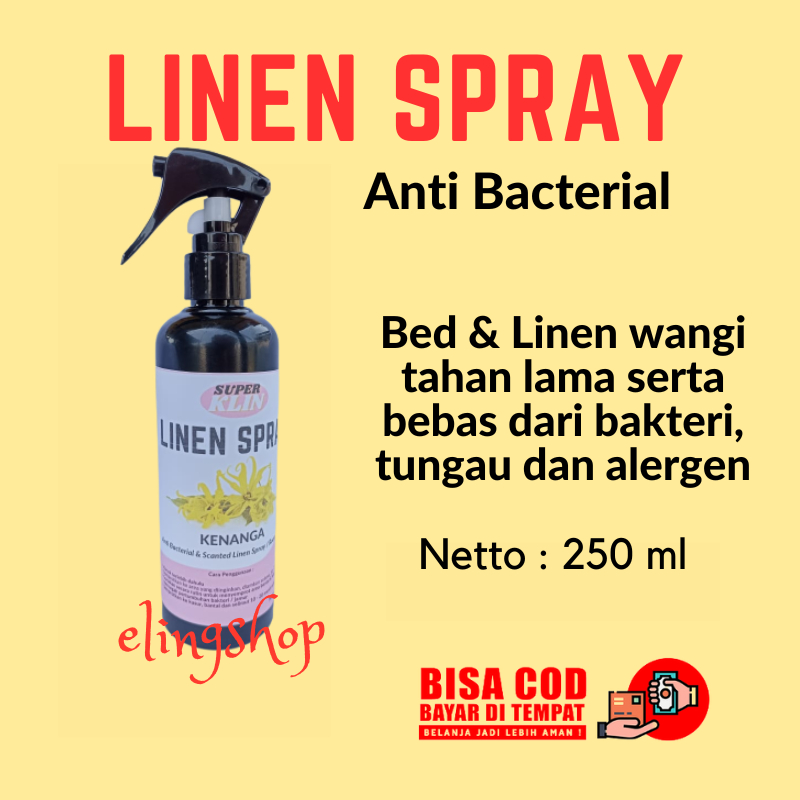 Linen Spray Anti Bacterial Pewangi Pengharum Parfum Sprei Selimut Baju Pakaian Karpet Ruangan Aroma Kenanga 250 ml