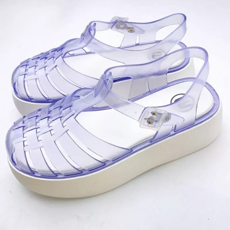 Meisha wedges transparant/sandal wanita import hak tinggi/jelly shoes