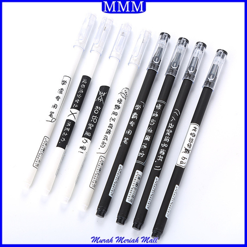 MMM Pulpen Karakter Aksen Japanses Alat Tulis Kerja Pen Tinta Gel Mekanik Ujung Lancip Pena Gel 0.5mm Bolpoin Warna Hitam Putih