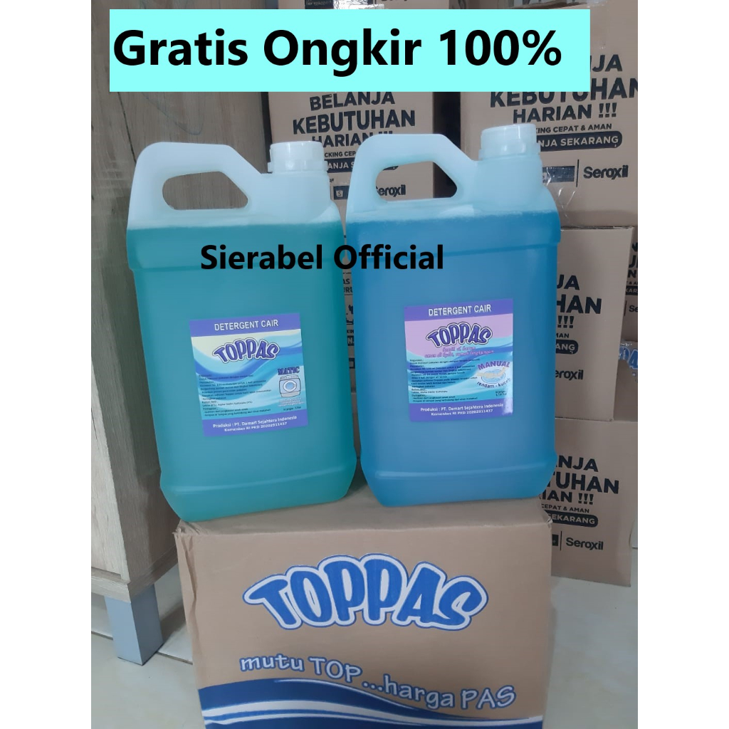 TOPPAS Deterjen Cair Laundry Liquid Detergent 5 Liter INSTAN SAMEDAY