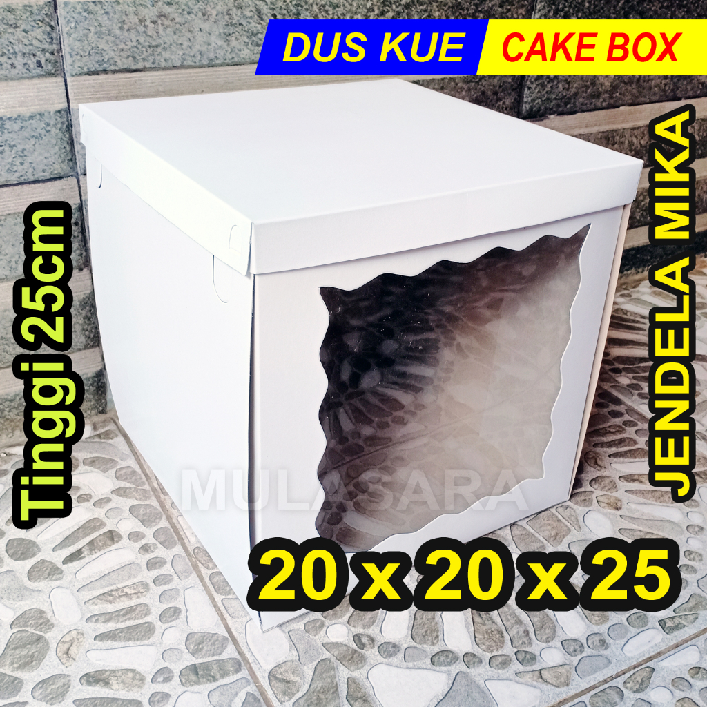 DUS 20x20x25 JENDELA MIKA/ 20x20 / BOX Kue Bolu Ulang Tahun / Kotak Roti / Cake Box