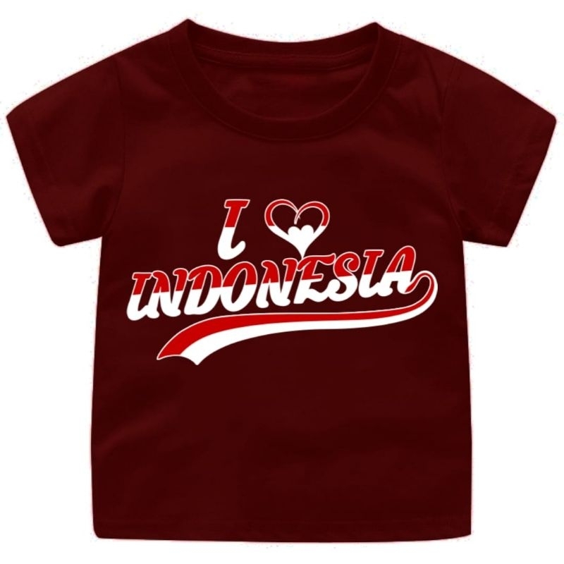 Baju Kaos Anak i Love indonesia usia 1-12Tahun