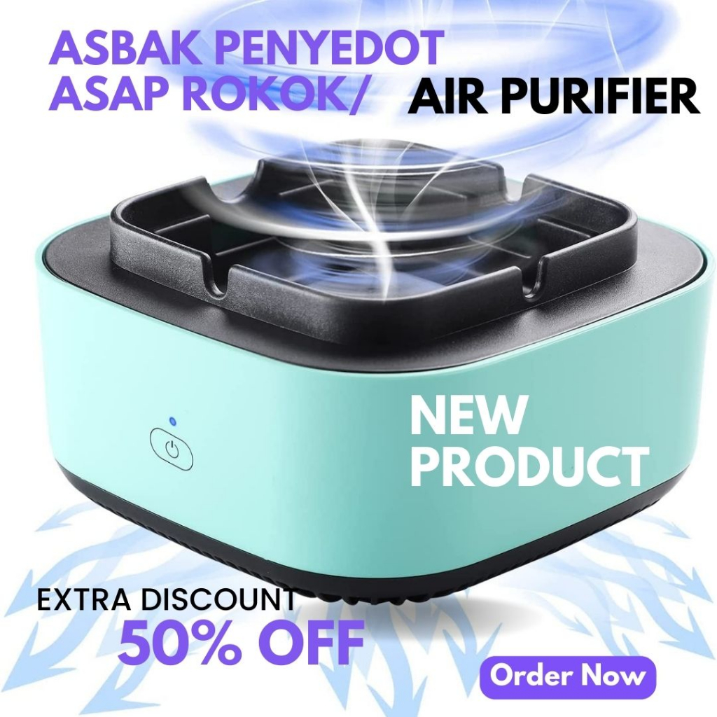 Asbak Elektrik Penyedot Asap Rokok Dengan Filter Air Purifier Daya batrai 2 x AA