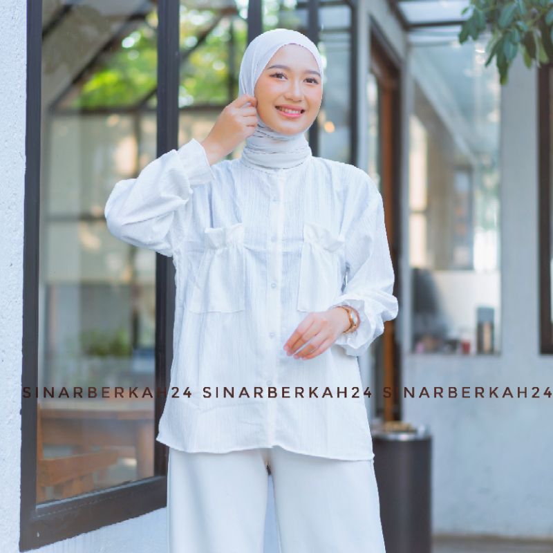 Xaviera Blouse Lady Crush - Kemeja Lady Crush Wanita - Kemeja Pocket Kantong Kerut