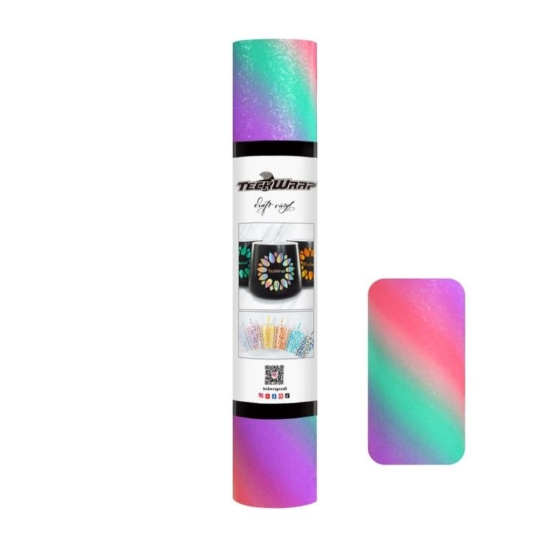 

Decoreating | Rainbow Stripes Metallic Craft Vinyl Premium Adhesive Sticker by Teckwrap