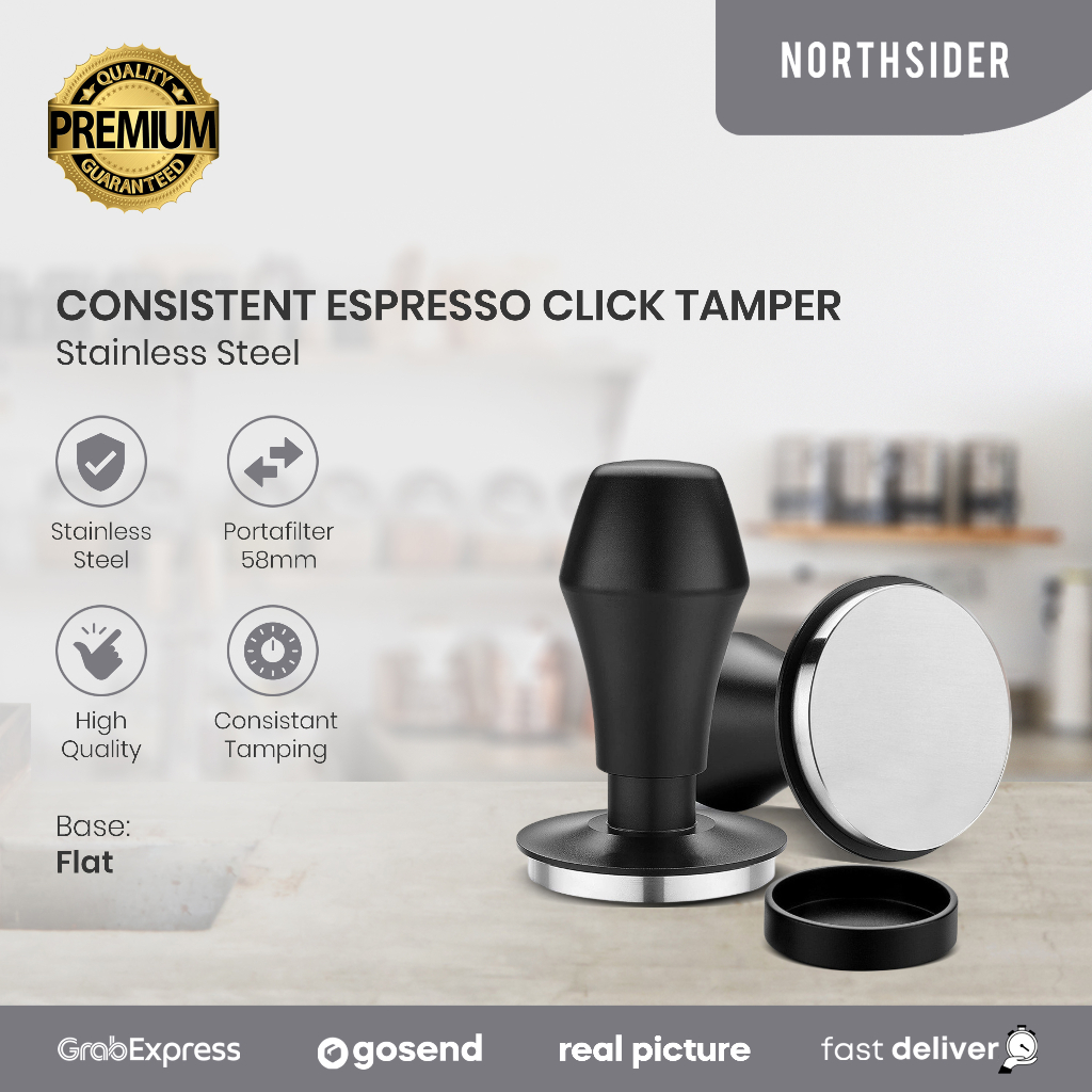 COFFEE TAMPER KOPI ESPRESSO 58mm CONSISTENT CLICK FLAT BASE NS-005