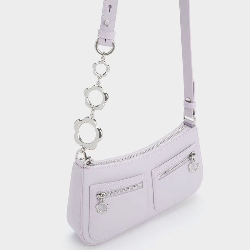 CK Flower-Embellished Shoulder Bag