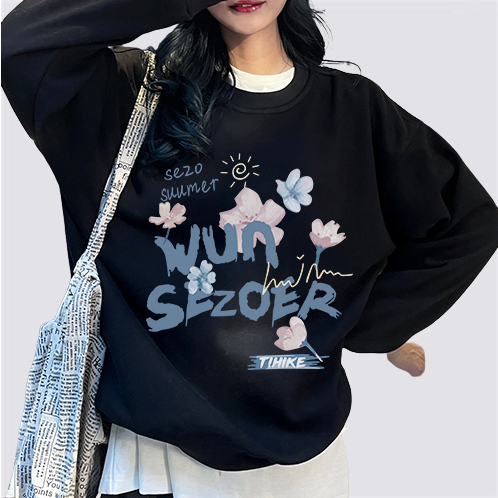 XiaoZhaiNv Korean Style Flowers Pattern Lengan Panjang Baju Sweater Wanita A0657