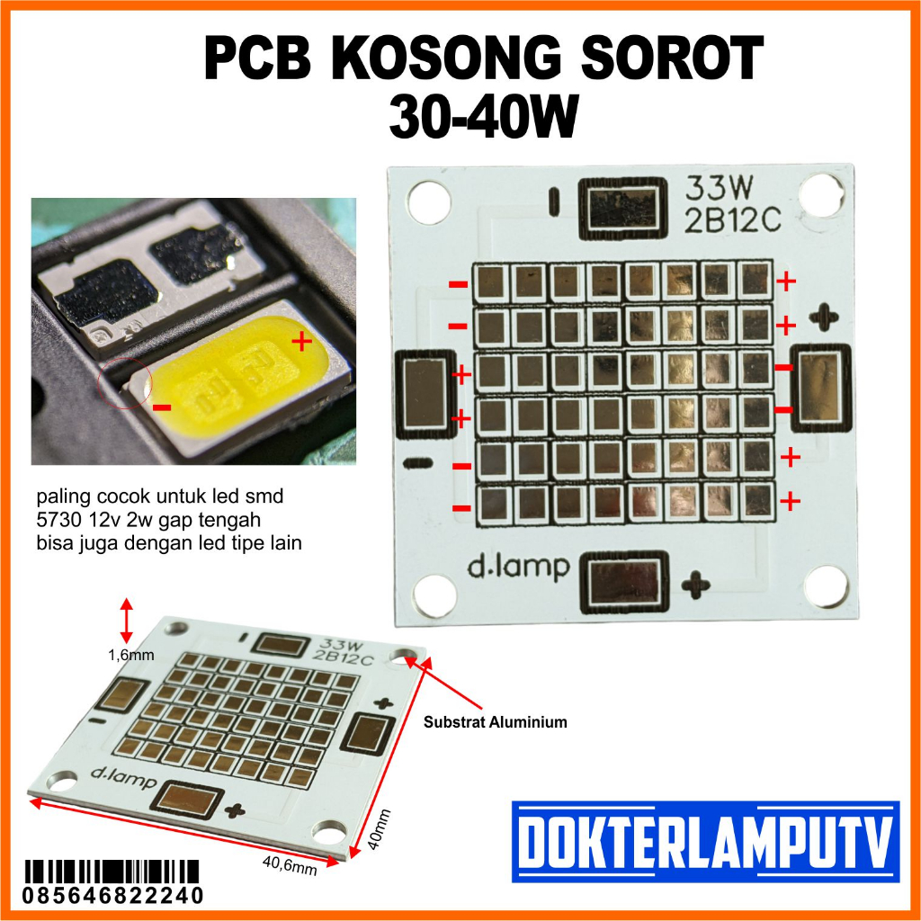 LAMPU JALAN PJU PCB KOSONG LED SOROT 30-40W PROYEK DIY SOROT PROYEKTOR DLL