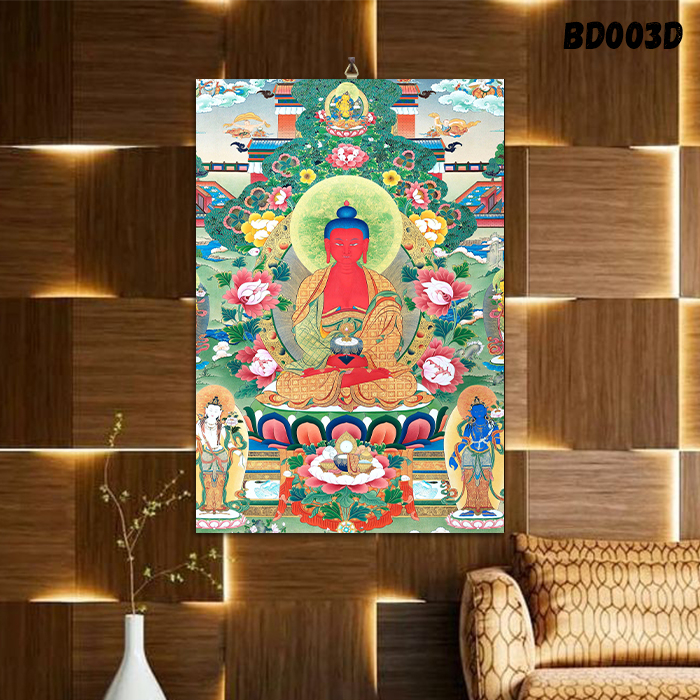 HIASAN DINDING  BUDDHA AMITABHA / THANGKA TIBETAN / ALTAR SEMBAHYANG BUDDHA / LUKISAN BUDDHA