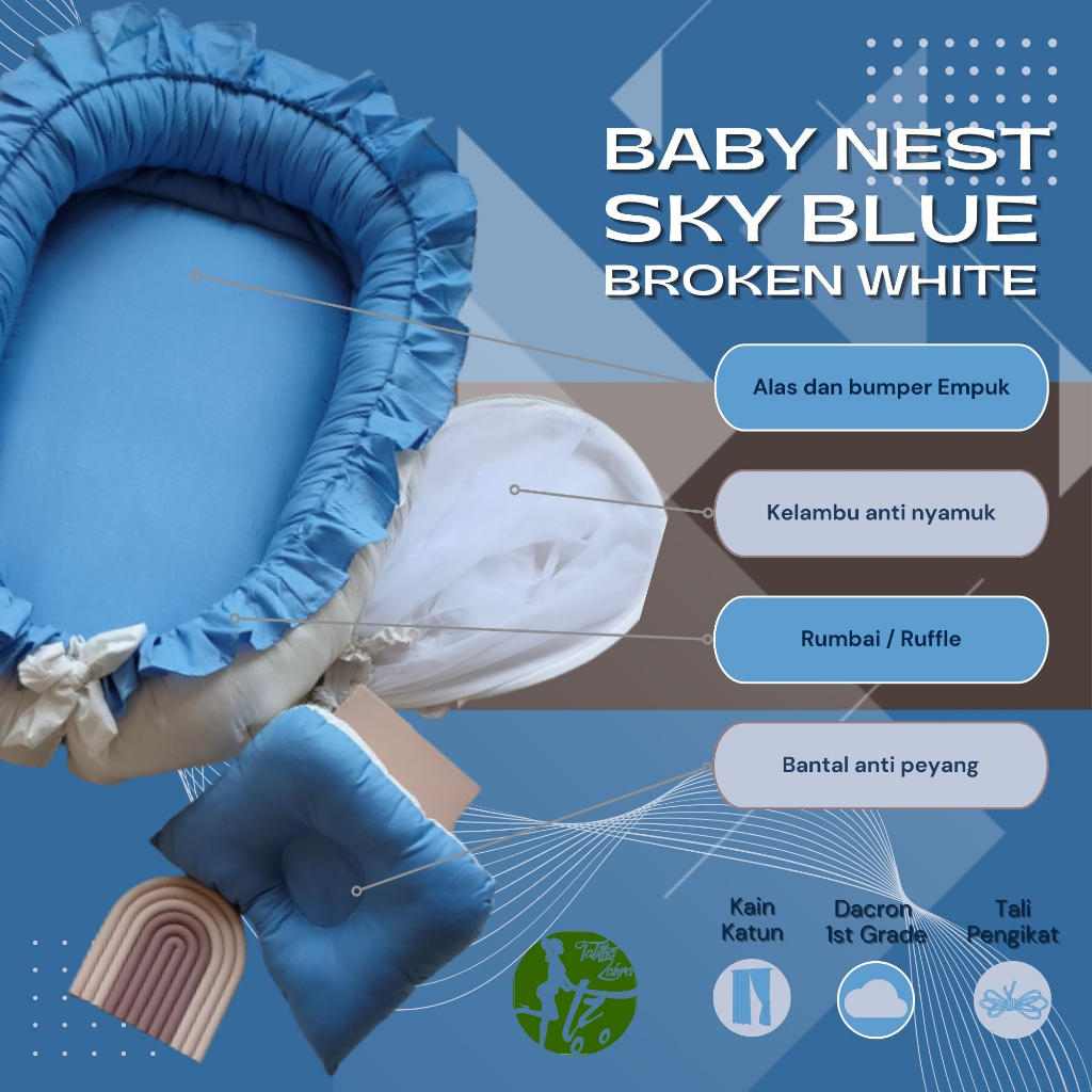 Paket hemat babynest ruffle dan kelambu bantal anti peyang kasur bayi rumbai kado lahiran murah terbaik