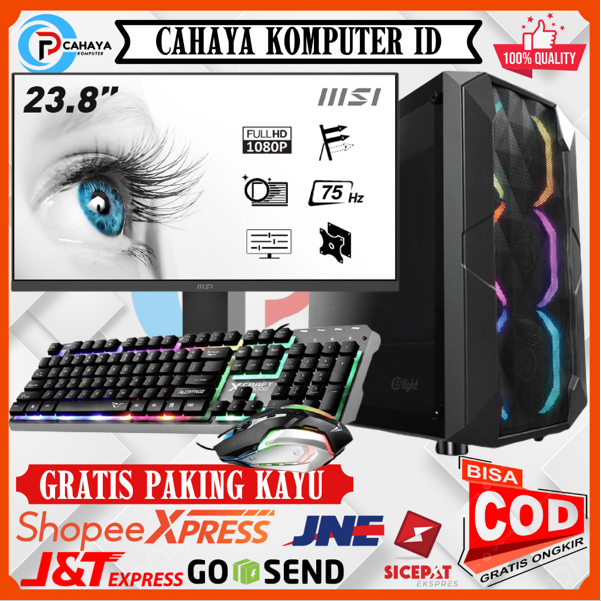 PC Design Gaming Intel I5 6500 Ram 16GB SSD 256GB VGA Gtx 1050 Ti 4GB LED MSI 24&quot; Key&amp;Mouse