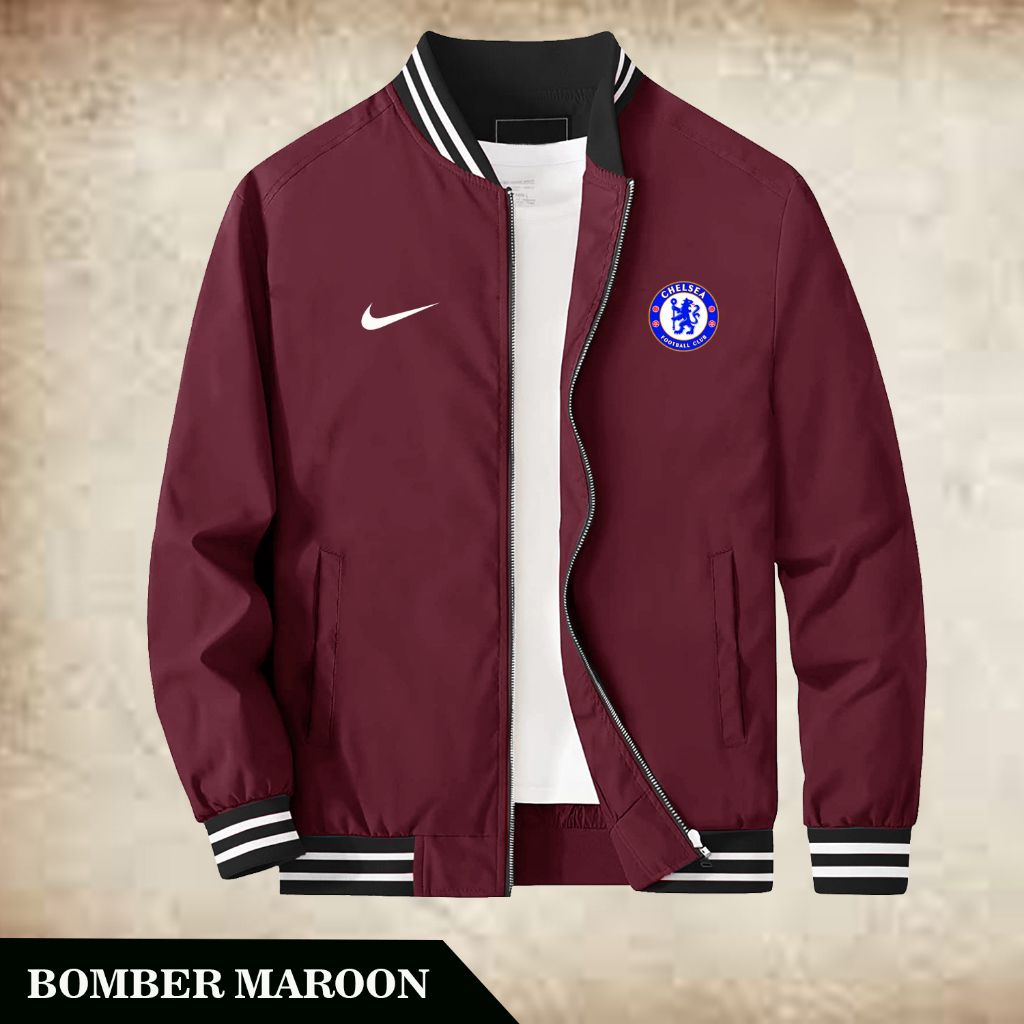 New Jacket Bomber Logo Chelsea Original Poly Taslan /  Jaket Bomber Canvas Lengan Panjang / Jaket Ba