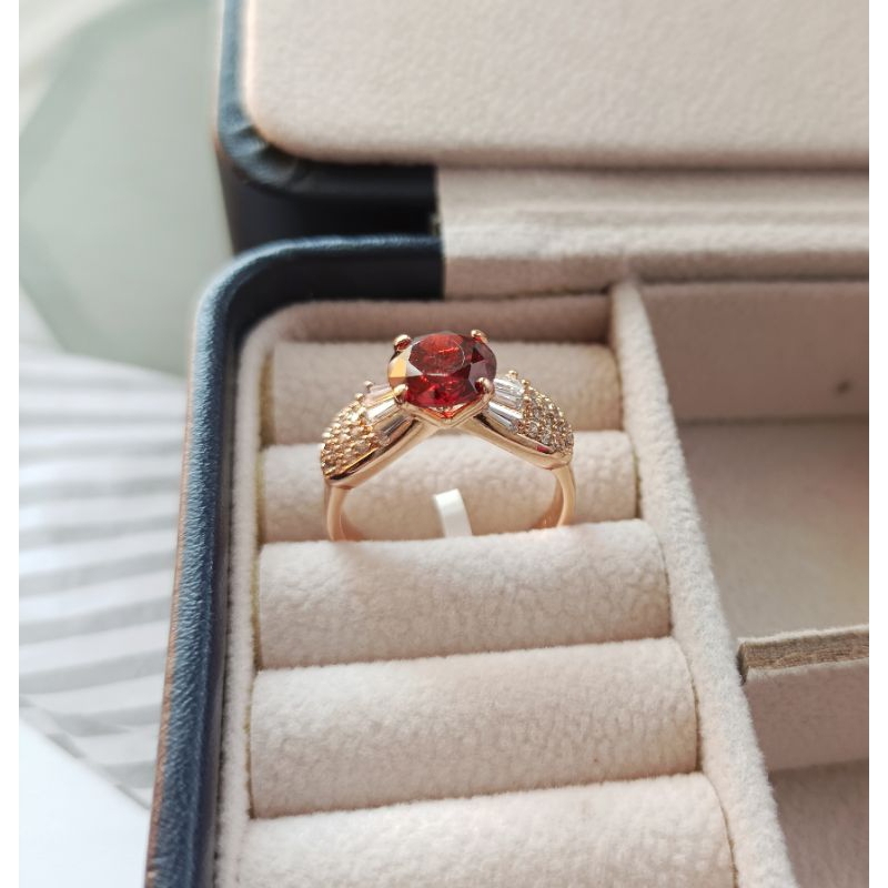 cincin permata merah anti karat lapis emas asli