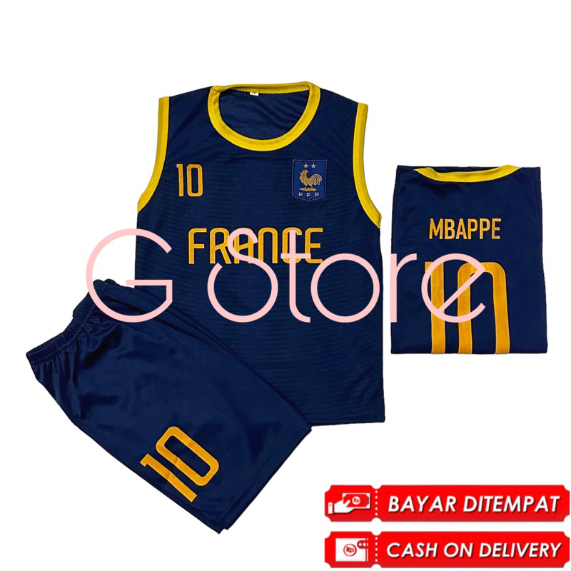 bisa cod setelan bola singlet terlengkap baju sepakbola termurah berkualitas set kaos futsal laki terbaru mbappe