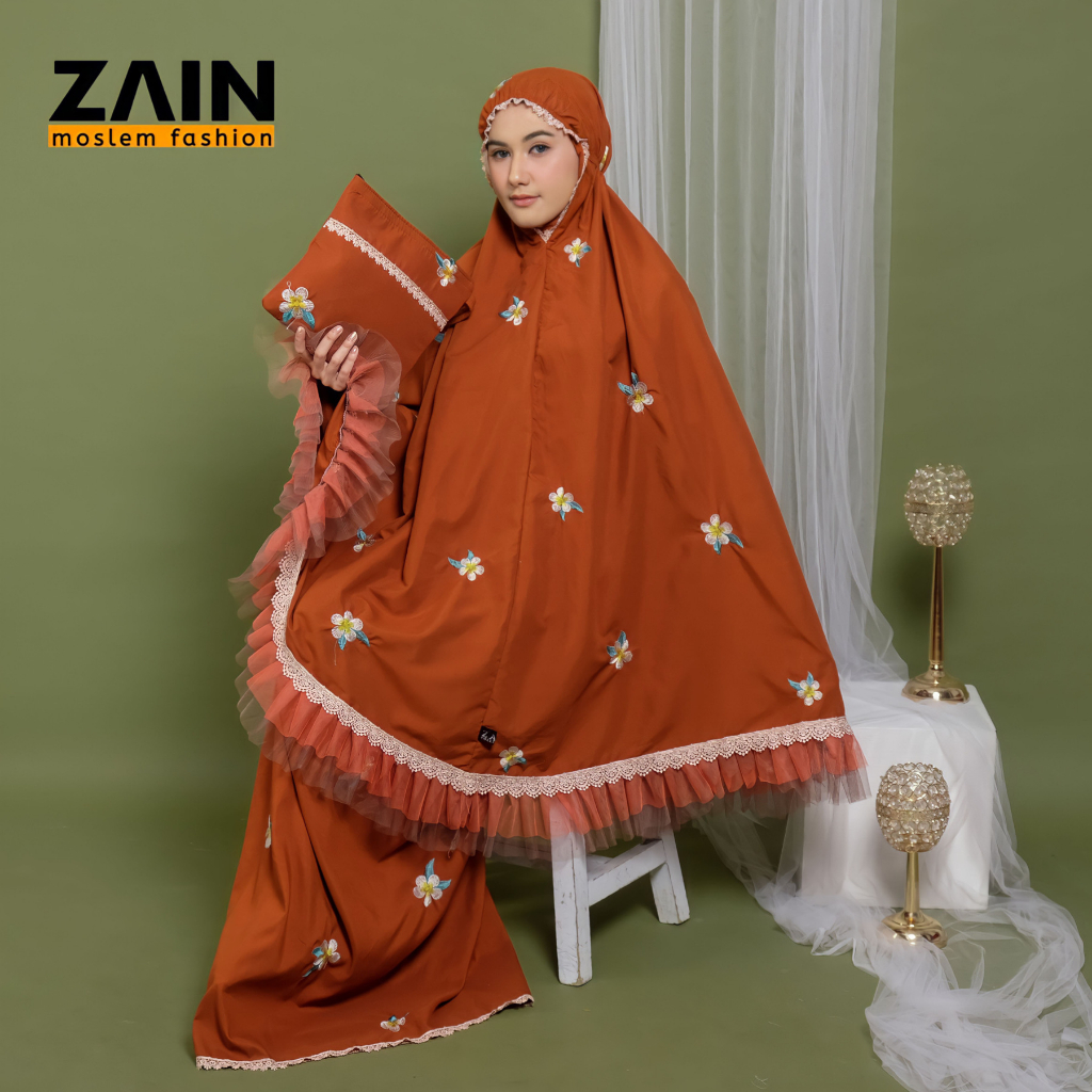 ZAIN - Mukena Dewasa Katun Premium Bordir Bunga Matahari Series Zain