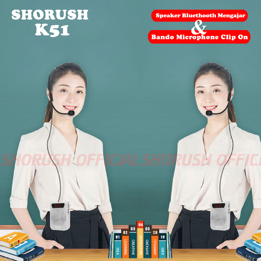 Shorush K51 Speaker Ikat Pinggang Portable Mini Bluethooth Dengan Microphone Mic Clip on Bando Pengeras Suara Untuk Guru Dosen Mengajar Instruktur Tour Guide Waistband Megaphone Presentasi Kegiatan Outdoor Seminar