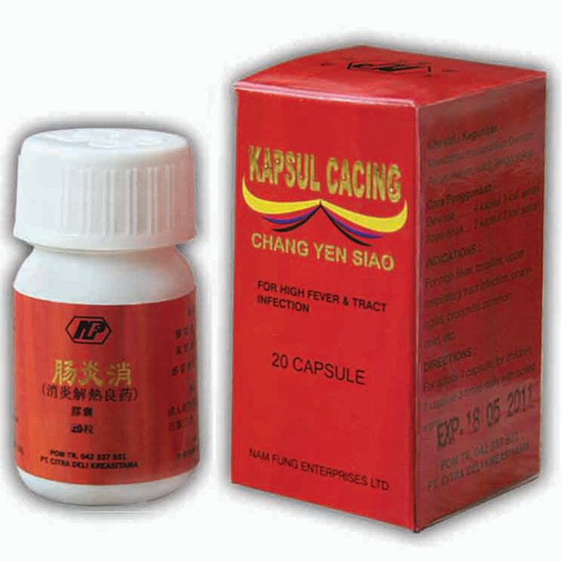 Delipus 20 Kapsul Chang Yien Siao Suplemen Cacingan Pereda Demam Tinggi Mengobati Gejala Tipes