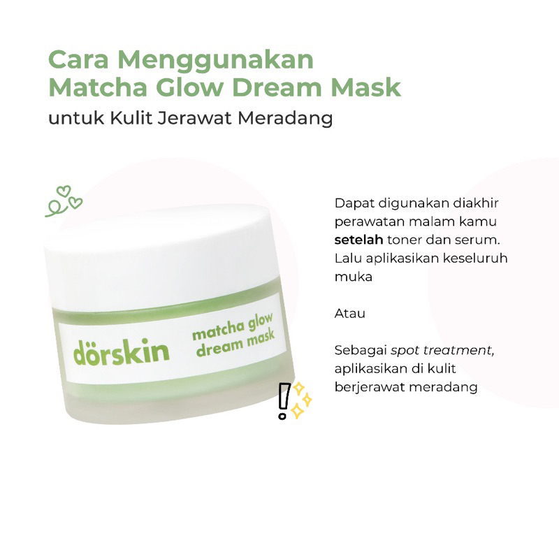 Dorskin Moisturizer Matcha Glow Dream Sleeping Mask Brightening Masker