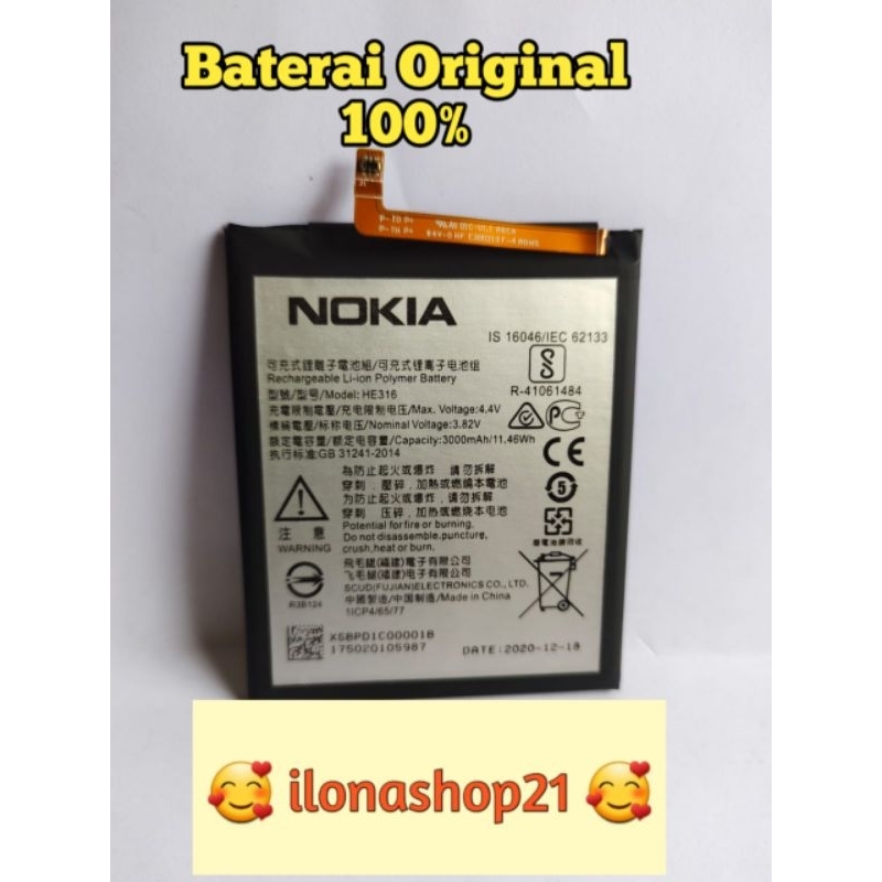 baterai nokia 6/TA1021/TA-1000 HE316 ORIGINAL 100%