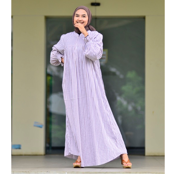 RAABIHA Ameena Longdress | Dress Motif Salur | Dress Wanita Motif