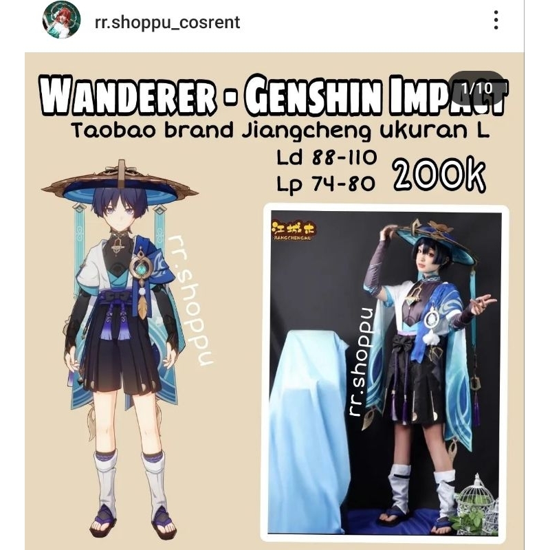 Rental kostum cosplay Wanderer