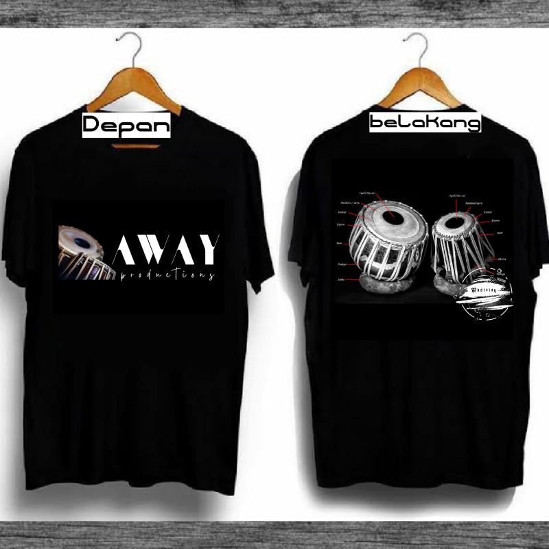 kaos gambar Tabla/rampak kendang+ nama sendiri bahan 24 S/30s combeds baju tabla / kendang rampak ja