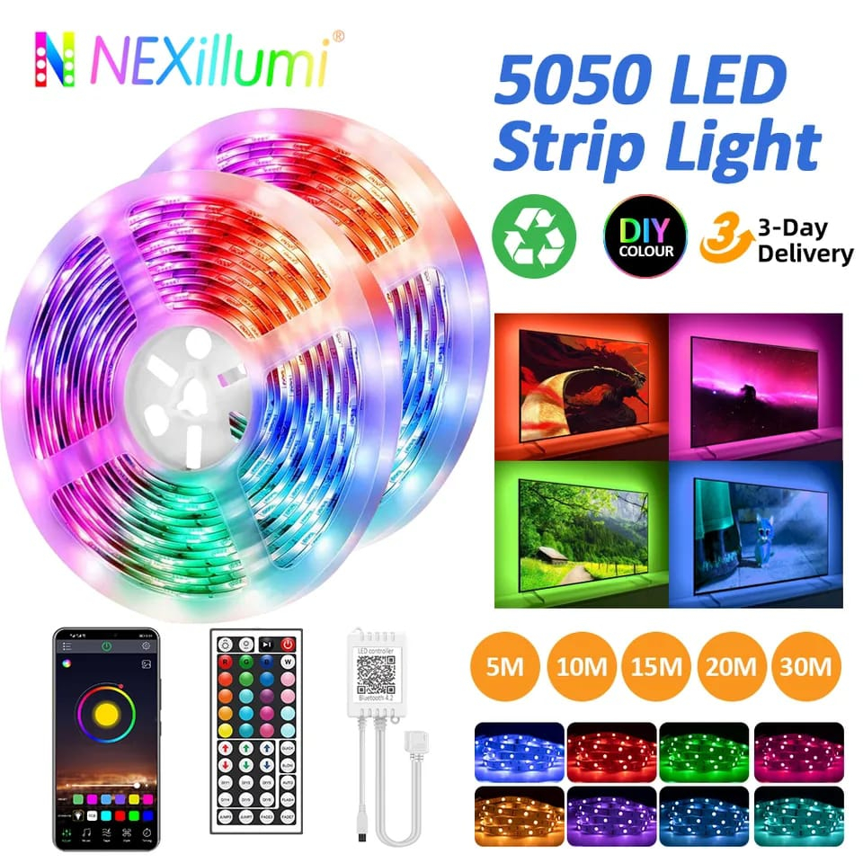 0NEXillumi - Lampu Smart Led Strip APP Sensor Suara Music RGB 3535 5M Aplikasi HP Bluetooth Wi-Fi 44