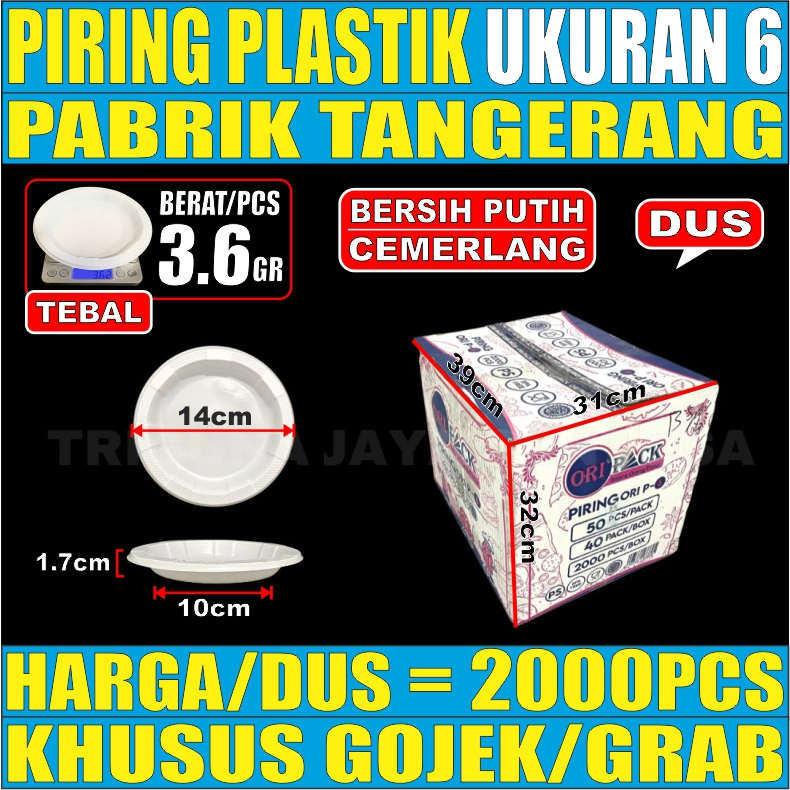 Piring Plastik 2000pcs Uk 6 Kecil S Per Dus Party Kue Makan Murah P6 Warna Putih Sekali Pakai