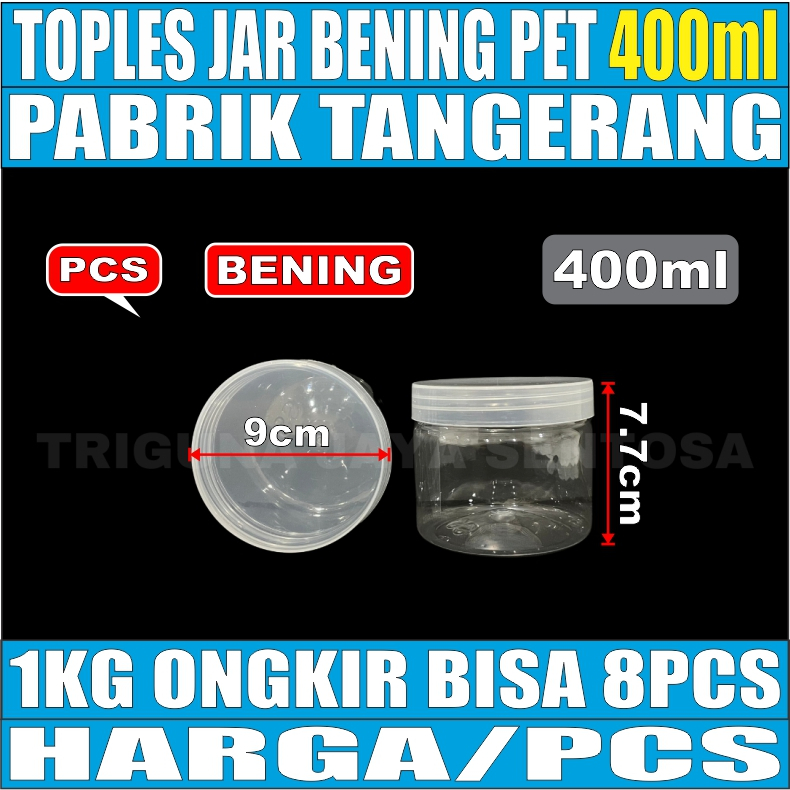 Toples Plastik Jar Silinder Bening Pet 400ml Per Pcs Tempat Kue Kering