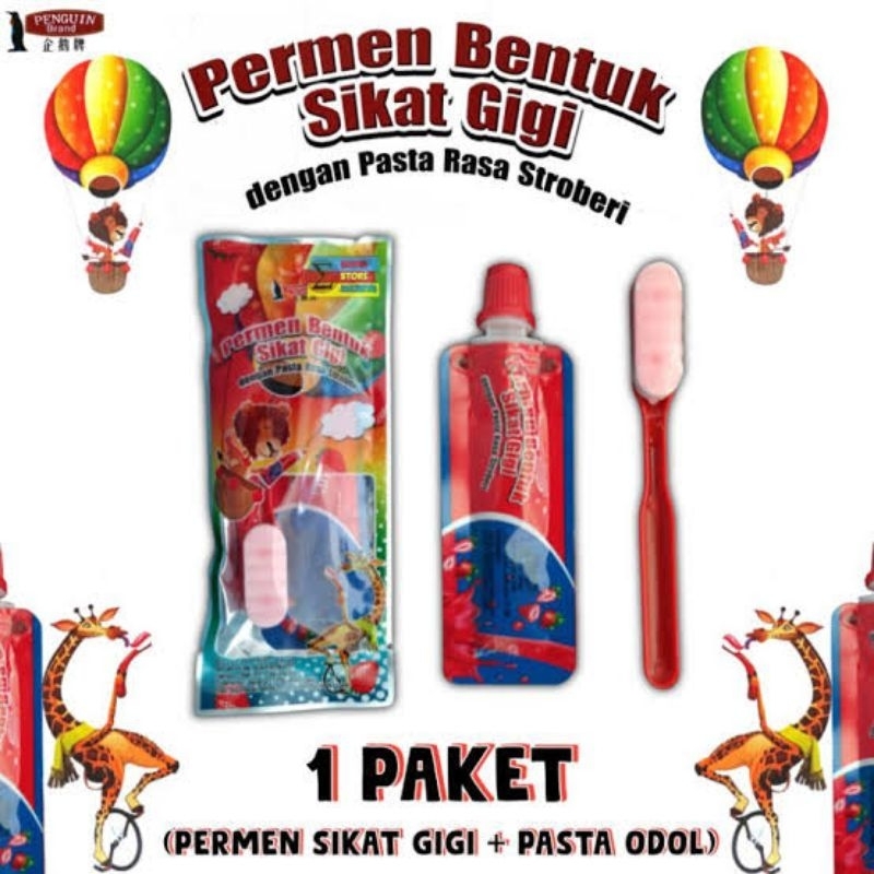 

PERMEN UNIK SIKAT GIGI DAN ODOL PASTA RASA STROBERI 1 PCS
