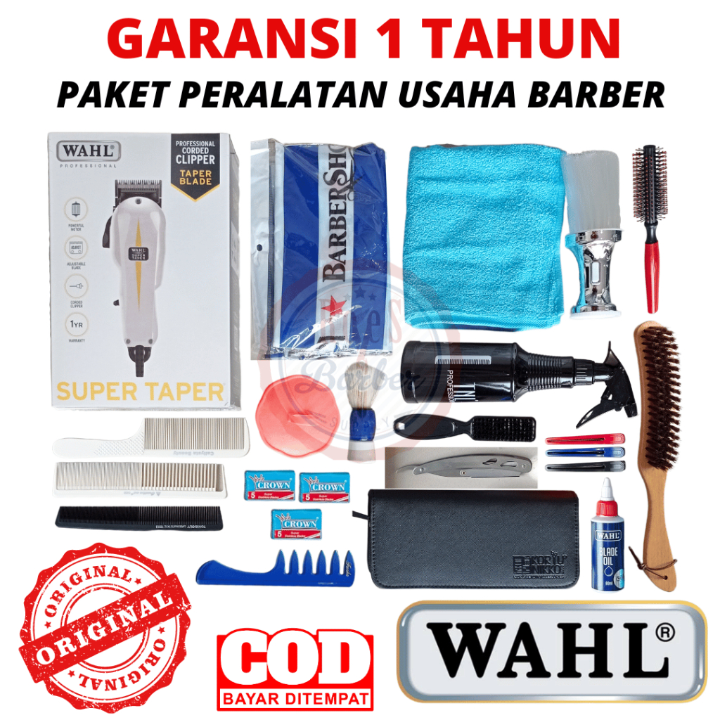 Alat Cukur Rambut Paket Barber - Peralatan Usaha Barbershop Standar / Mesin WAHL Legend / Magic Clip