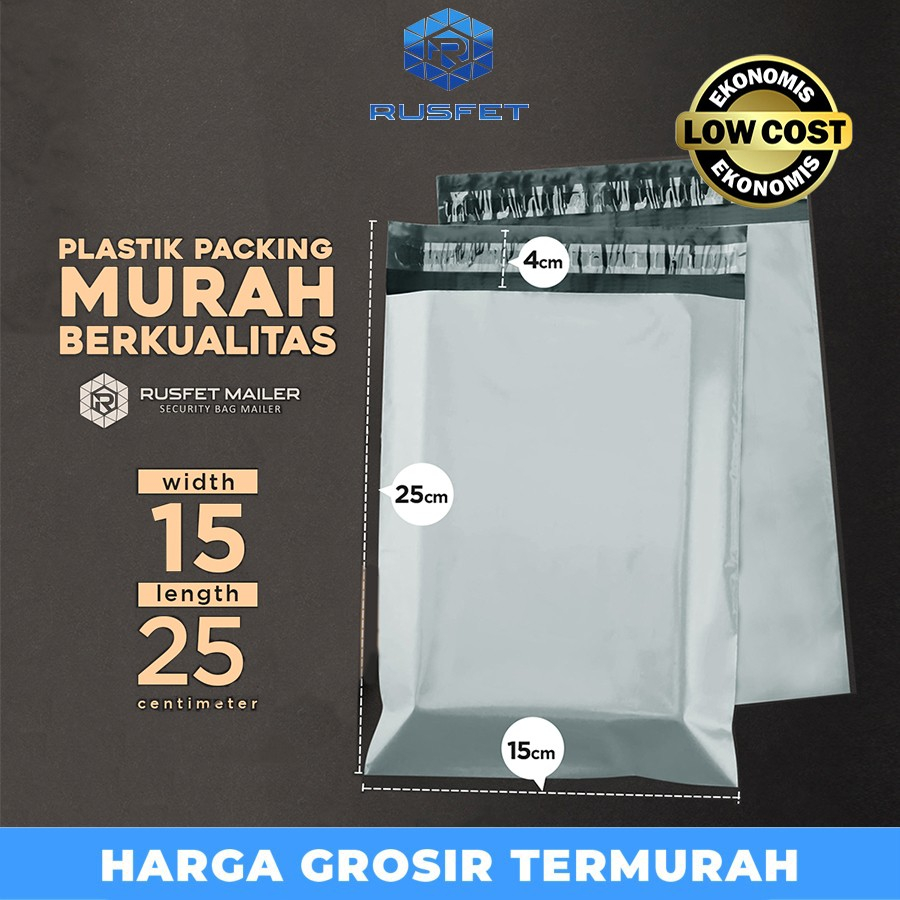 

Plastik Polymailer Pack LOW COST Gray Amplop Polimailer Rusfet 15x25cm