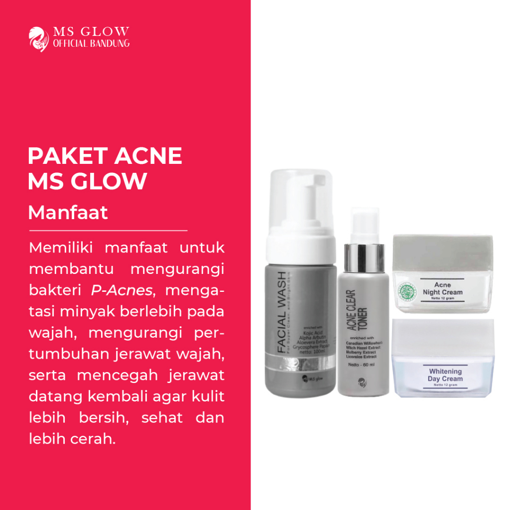 Ms Glow Original Paket Acne / Pemutih Wajah / Perawatan Kecantikan Termurah By Msglowofficialbandung