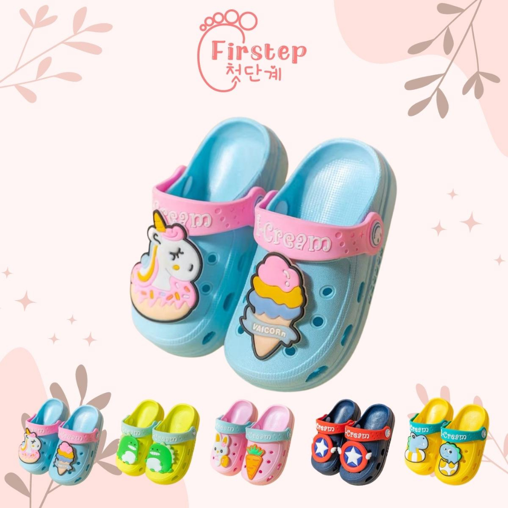 Firstep ❤️ Sandal Anak Anak Sol Lembut Gambar Kartun Non-slip Cocok untuk anak laki-laki dan perempuan import FS101