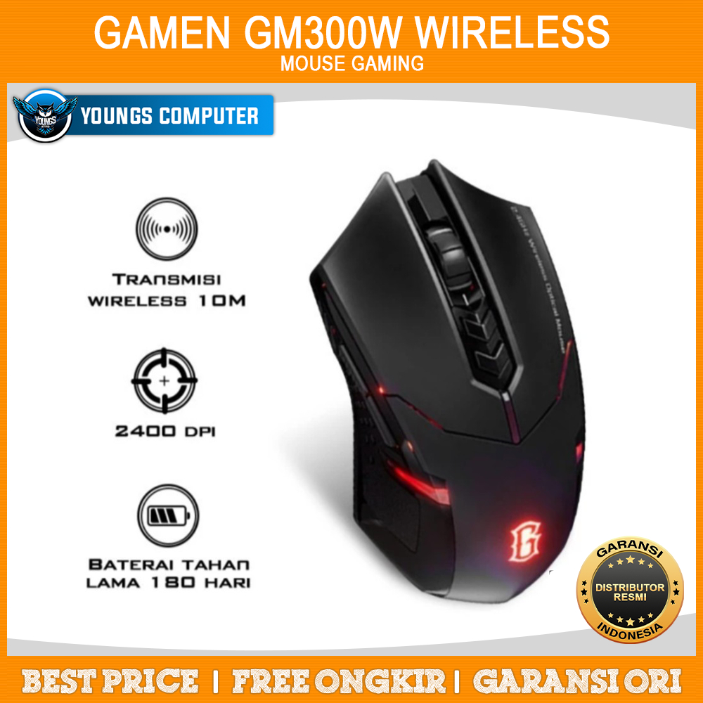 MOUSE GAMEN GM300W - Mouse Gaming GM300W Wireless 2400DPI BLACK