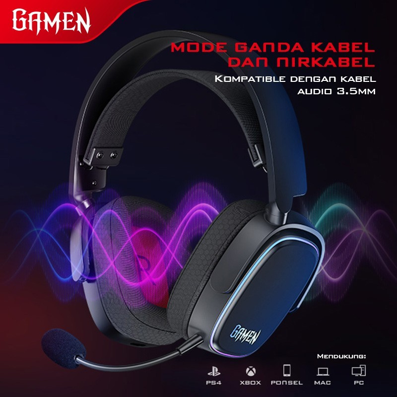 HEADSET GAMEN SHADOW WIRELESS BLUETOOTH 5.1 BATERE 1.000mAH