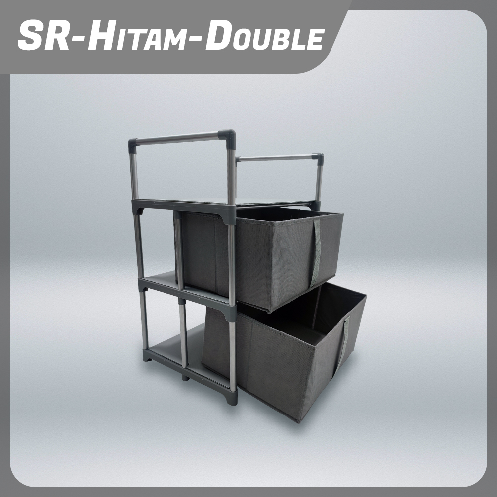 Rak 3 Susun 2 Laci Kain Linen Rak Penyimpanan Sisi Ranjang Estetik Portable Storage Rack