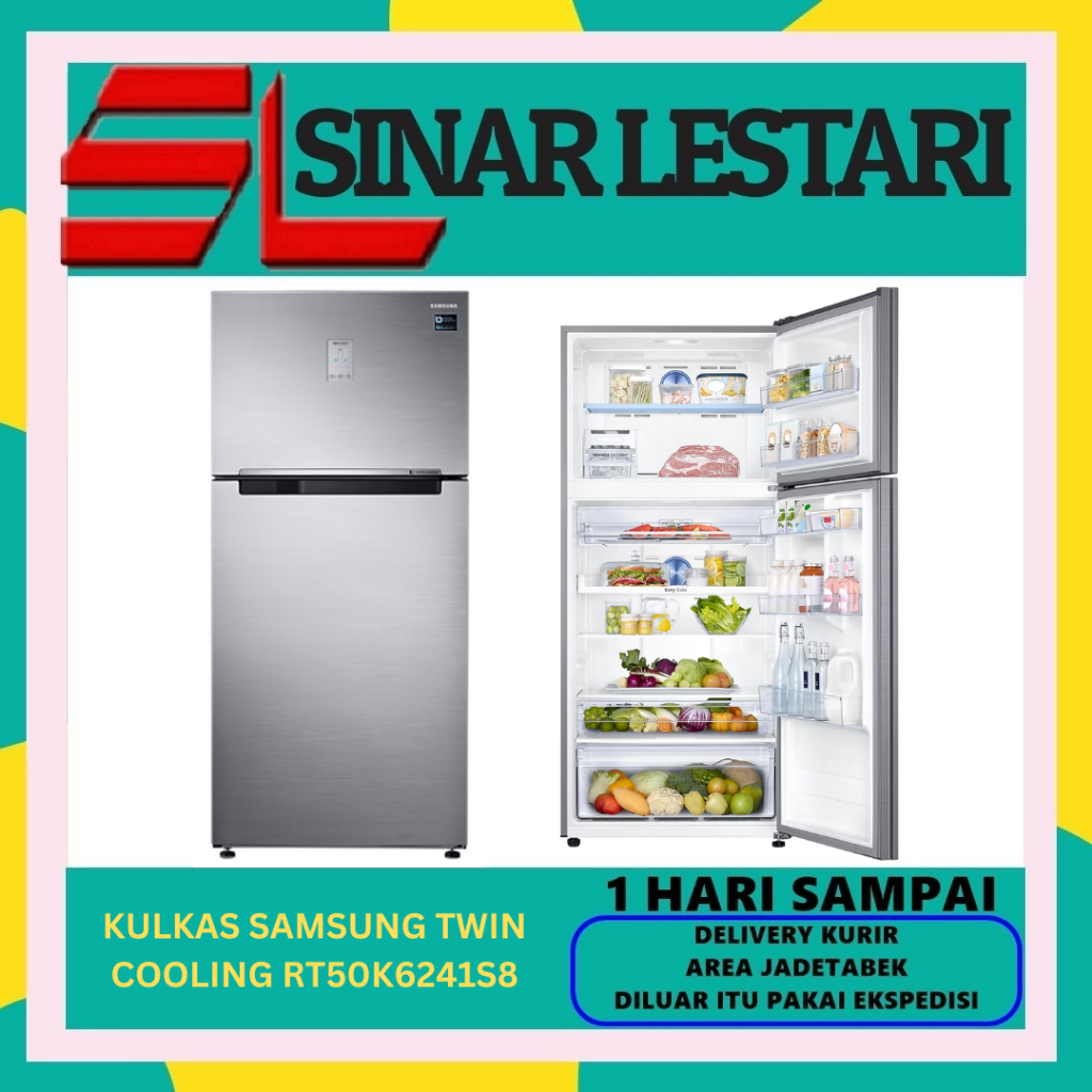 SAMSUNG RT50K6241S8 KULKAS 2 PINTU TWIN COOLING KAPASITAS 500 LITER