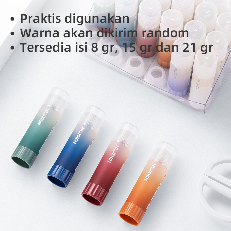 Nusign Transparent Glue Stick / Lem Kertas Batang Transparan 8 15 21 gr Tidak mudah Patah NS14X